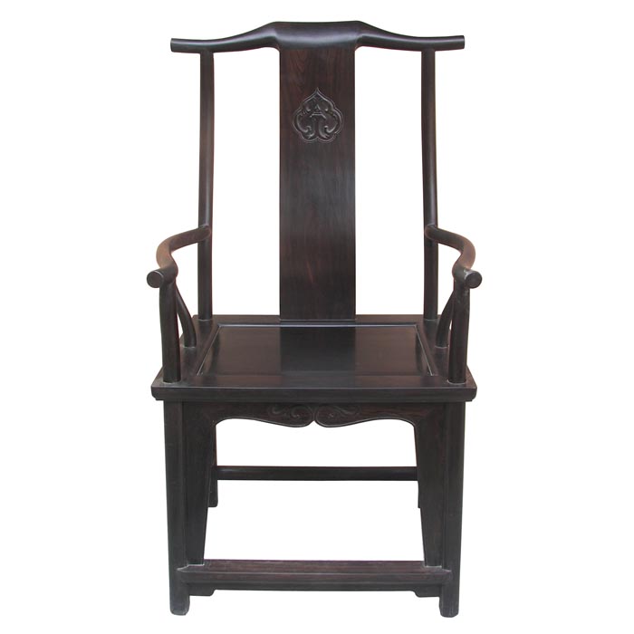 Obibi Ebony Chinese Ming official hat armchair with four protruding ends