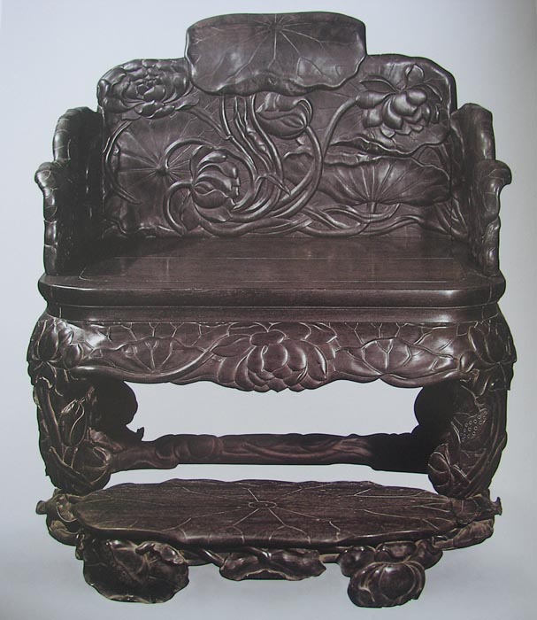 Obibi Ming throne carved lotus pattern