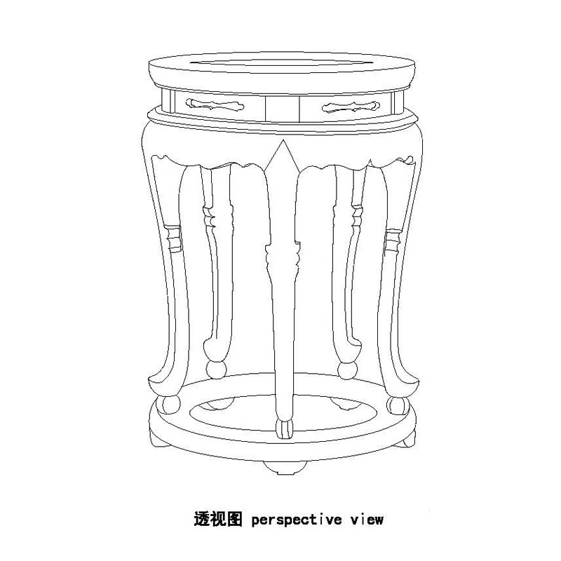 明式高束腰五足香幾