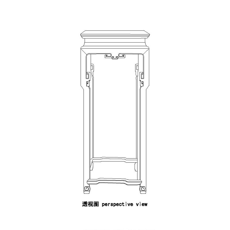 Rosewood Qing flower stand with cabriole legs and rectangular spiral pattern