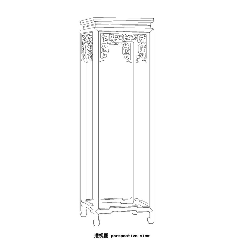 Rosewood Qing waisted high flower stand with rectangular spiral pattern