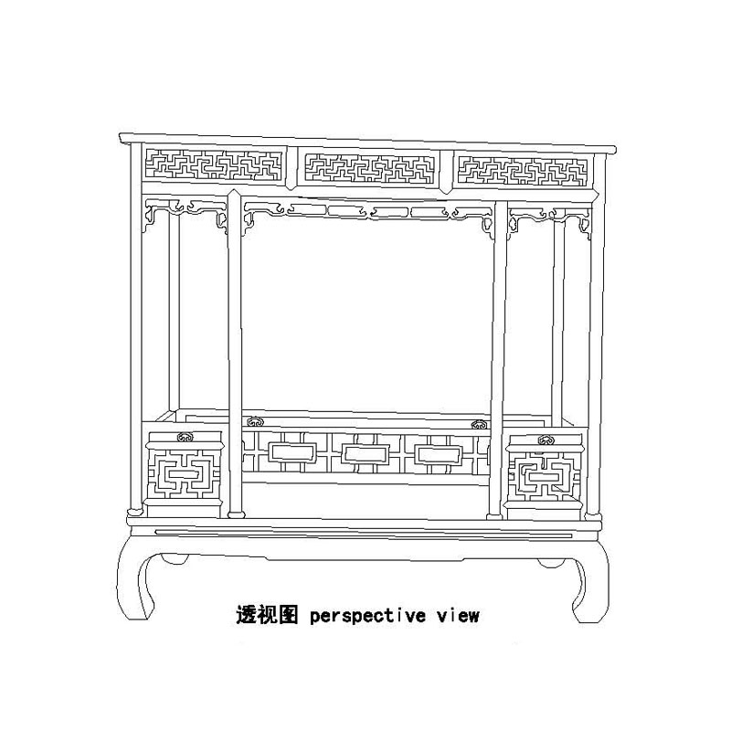 Obibi 清式门围品字格六柱床