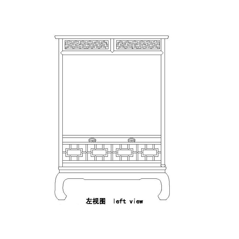 Rosewood Qing six-post canopy bed with front railings and alternating-square-openings lattice