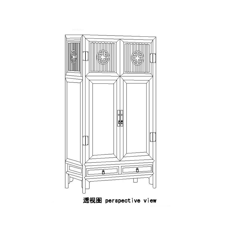 Obibi Rosewood Ming dynasty square-corner cabinet with openwork lattice on doors