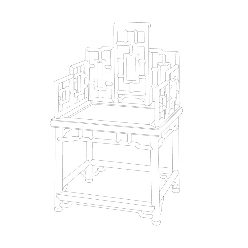 Qing style armchair book of seven screens