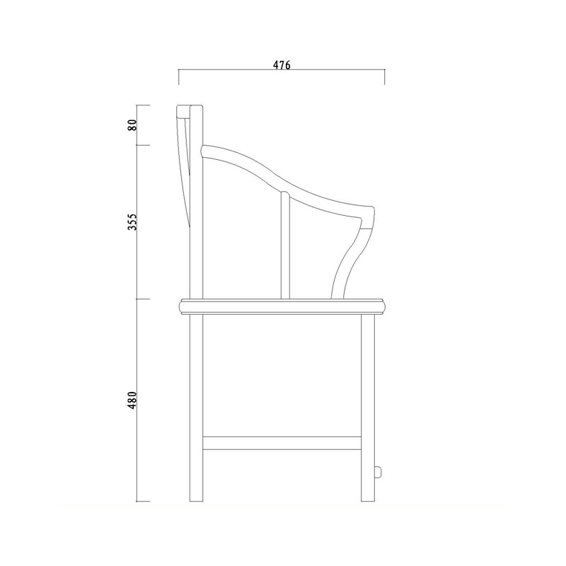 Obibi Rosewood Qing armchair with high arms,side posts and low back