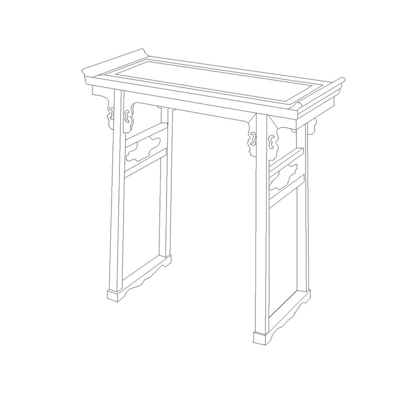 Rosewood Ming dynasty recessed-leg table with everted flanges