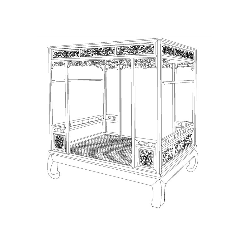 Obibi Rosewood Qing canopy bed