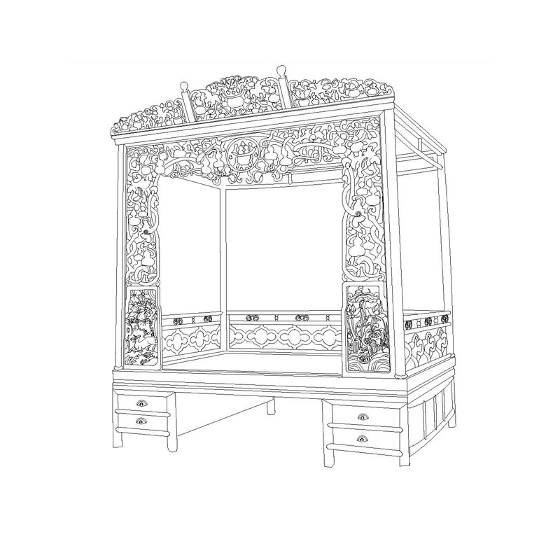 Rosewood Qing canopy bed