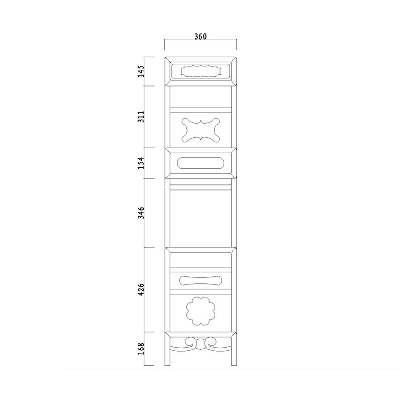 Rosewood Qing display shelves with cylindrical scroll