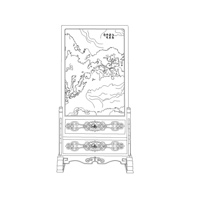 Rosewood Qing screen set in a stand with removable panel and ruyi motif